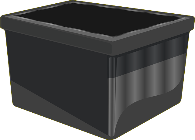 An illustration of a plastic storage bin