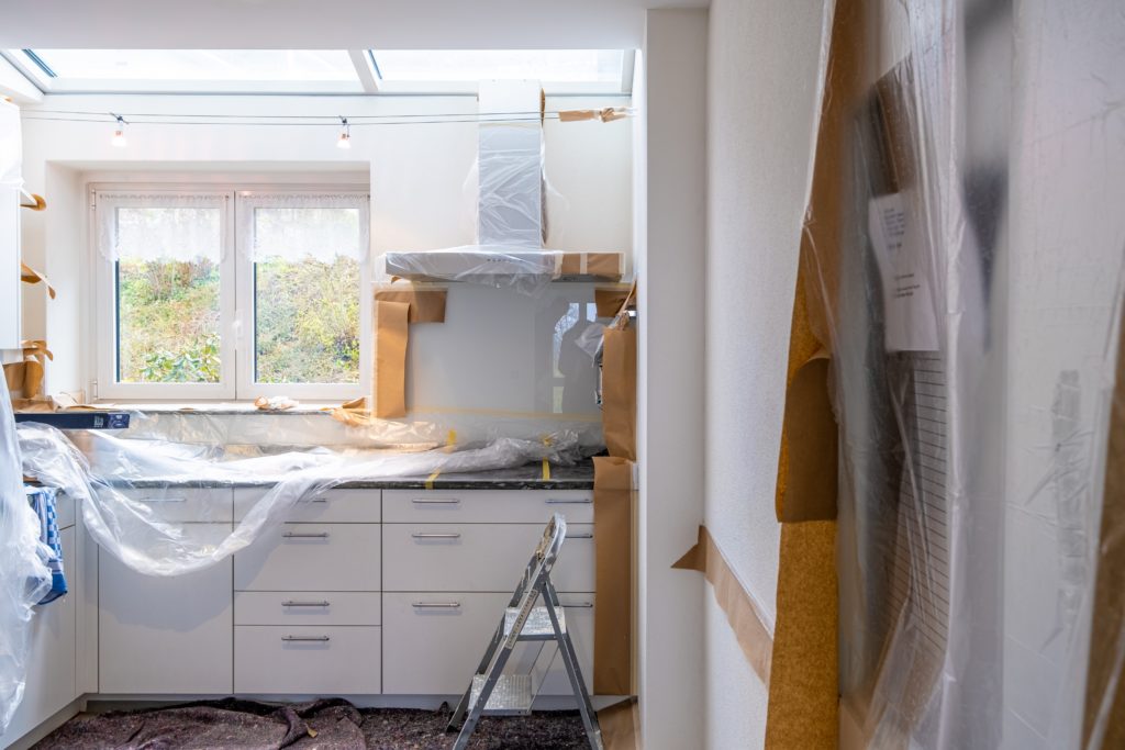 A kitchen being remodeled